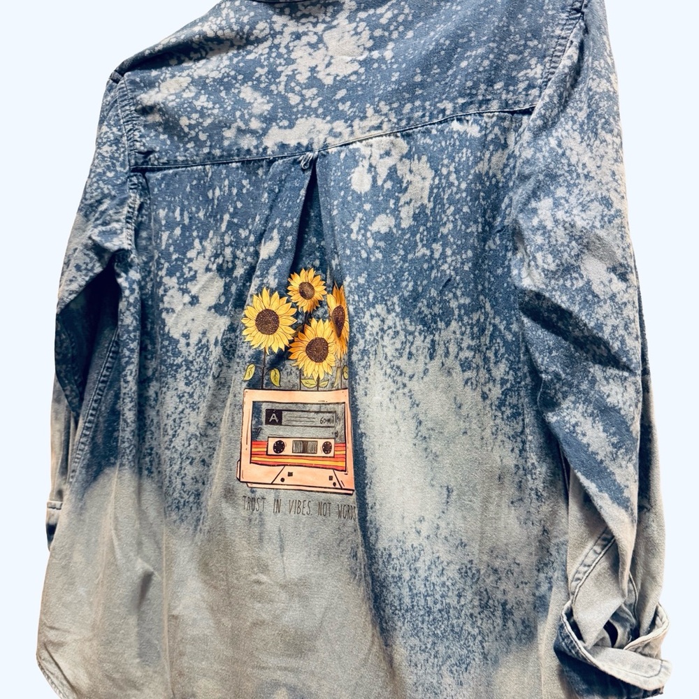 Ruff Hewn Faded Blue Casual Button Down Shirt - Picture 4 of 7